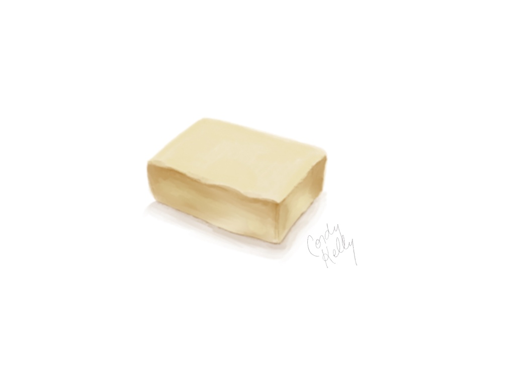 Square of butter, illustrated