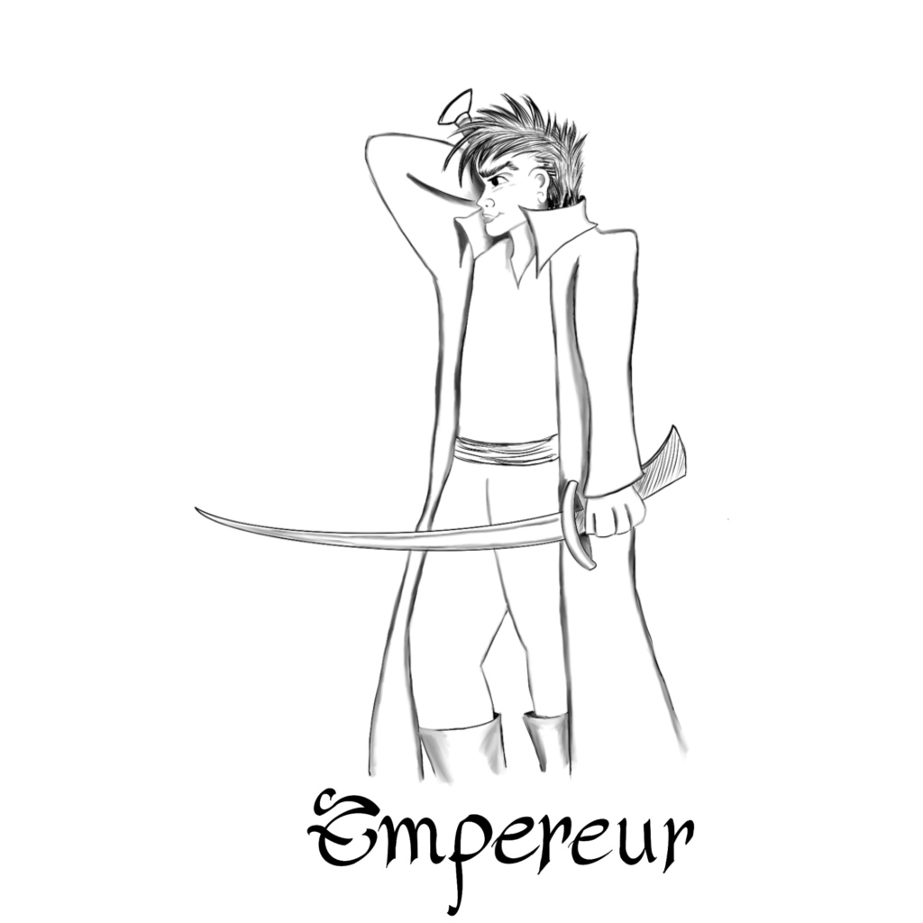 Sketch of boy with sword
